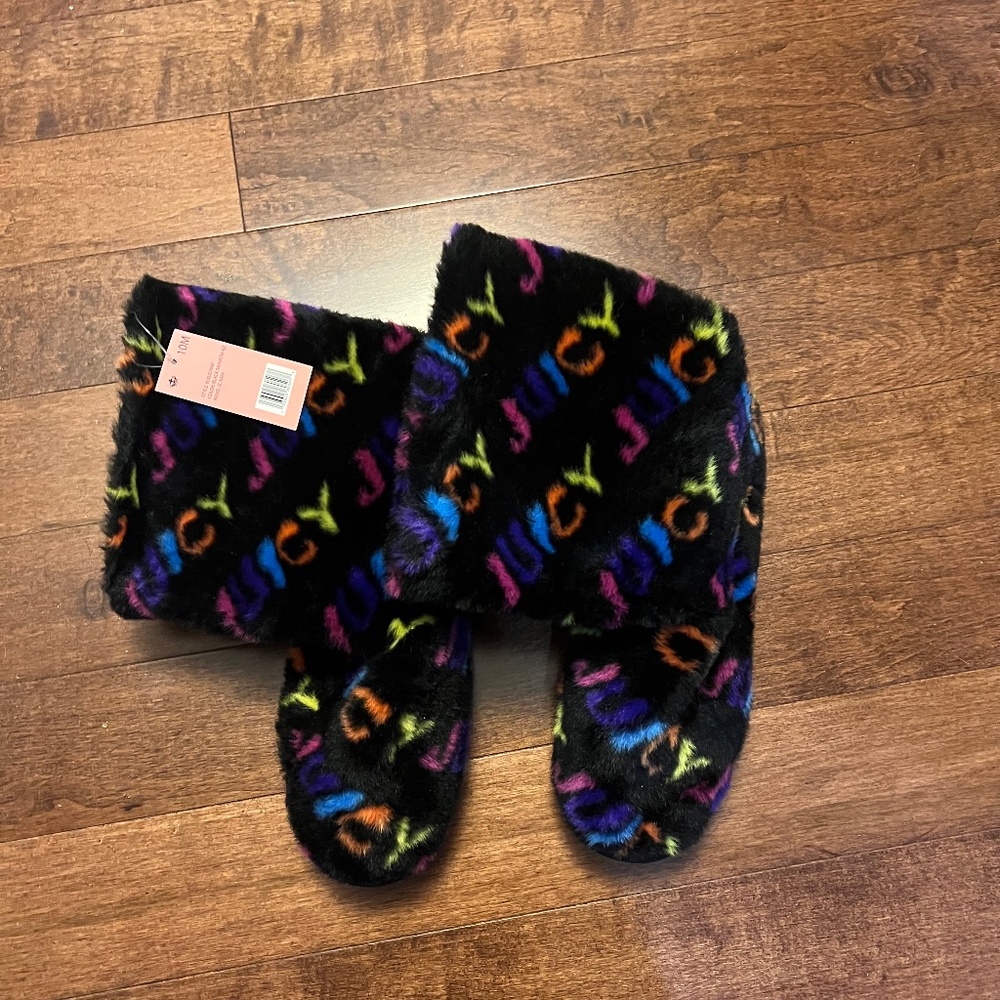 Juicy black rainbow boots